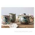 Teapot Set Flowers and Birds